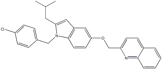 1-(4-Chlorobenzyl)-2-(2-methylpropyl)-5-[(quinolin-2-yl)methoxy]-1H-indole Struktur