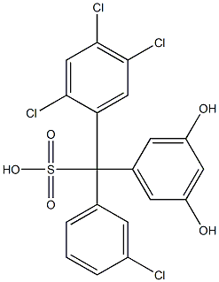 (3-Chlorophenyl)(2,4,5-trichlorophenyl)(3,5-dihydroxyphenyl)methanesulfonic acid Struktur