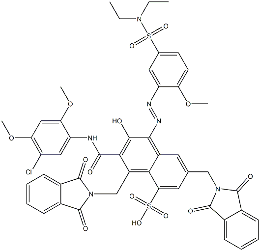 3-[(5-Chloro-2,4-dimethoxyphenyl)aminocarbonyl]-1-[5-[(diethylamino)sulfonyl]-2-methoxyphenylazo]-2-hydroxy-4,7-bis(phthalimidylmethyl)naphthalene-5-sulfonic acid Struktur