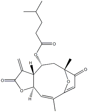 (3aR,4R,6R,10Z,11aR)-3a,5,6,11a-Tetrahydro-6,10-dimethyl-3-methylene-4-(4-methylpentanoyloxy)-6,9-epoxycyclodeca[b]furan-2,7(3H,4H)-dione Struktur