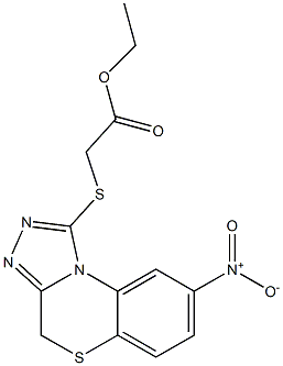 [(8-Nitro-4H-[1,2,4]triazolo[3,4-c][1,4]benzothiazin-1-yl)thio]acetic acid ethyl ester Struktur