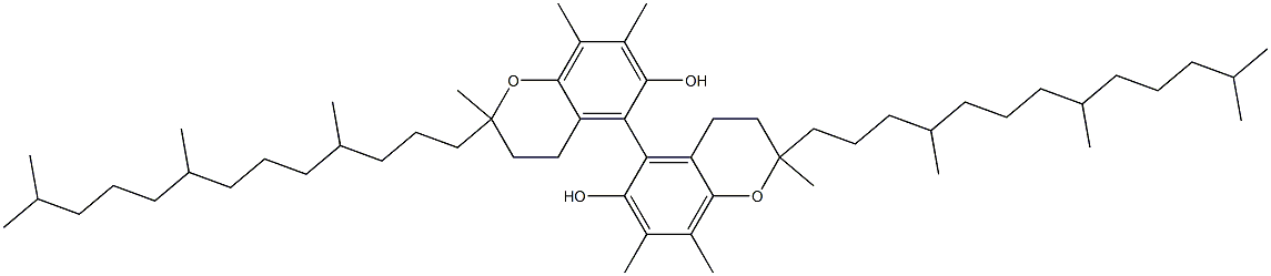 3,3',4,4'-Tetrahydro-2,2',7,7',8,8'-hexamethyl-2,2'-bis(4,8,12-trimethyltridecyl)[5,5'-bi(2H-1-benzopyran)]-6,6'-diol Struktur