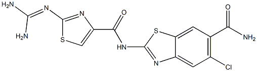 2-(Diaminomethyleneamino)-N-(6-carbamoyl-5-chloro-2-benzothiazolyl)thiazole-4-carboxamide Struktur