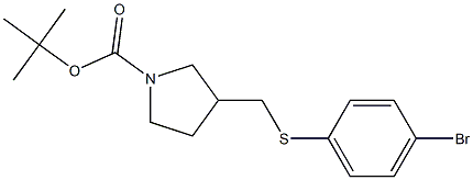 3-(4-Bromo-phenylsulfanylmethyl)-pyrrolidine-1-carboxylic acid tert-butyl ester Struktur