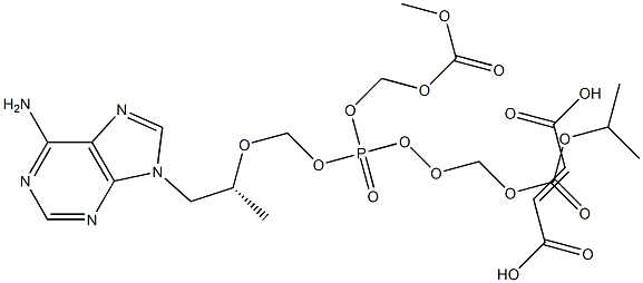 ((((((R)-1-(6-amino-9H-purin-9-yl)propan-2-yl)oxy)methyl) (((isopropoxycarbonyl)oxy)methoxy)phosphoryl)oxy)methyl methyl carbonate fumarate Struktur