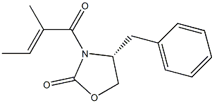 (4R)-3-[(2E)-2-Methyl-1-oxo-2-buten-1-yl]-4-(phenylmethyl)-2-oxazolidinone Struktur