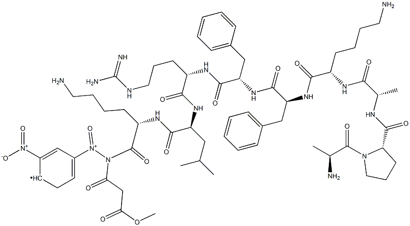 methyloxycarbonylacetyl-alanyl-prolyl-alanyl-lysyl-phenylalanyl-phenylalanyl-arginyl-leucyl-lysyl-(2,4-dinitrophenyl)-amide Struktur