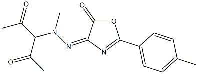 3-{1-methyl-2-[2-(4-methylphenyl)-5-oxo-4,5-dihydro-1,3-oxazol-4-yliden]hydrazino}pentane-2,4-dione Struktur