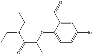 2-(4-bromo-2-formylphenoxy)-N,N-diethylpropanamide Struktur