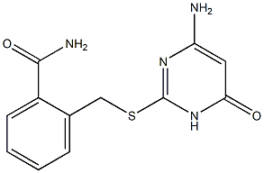 2-{[(4-amino-6-oxo-1,6-dihydropyrimidin-2-yl)sulfanyl]methyl}benzamide Struktur