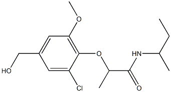 N-(butan-2-yl)-2-[2-chloro-4-(hydroxymethyl)-6-methoxyphenoxy]propanamide Struktur