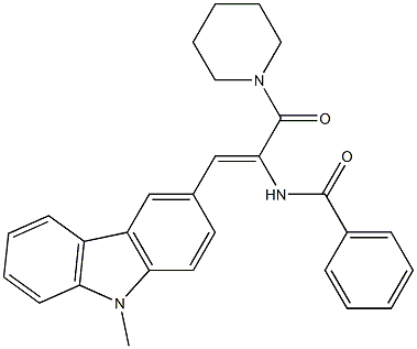 N-[2-(9-methyl-9H-carbazol-3-yl)-1-(1-piperidinylcarbonyl)vinyl]benzamide Struktur