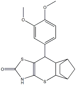 9-(3,4-dimethoxyphenyl)-3,7-dithia-5-azatetracyclo[9.2.1.0~2,10~.0~4,8~]tetradec-4(8)-en-6-one Struktur