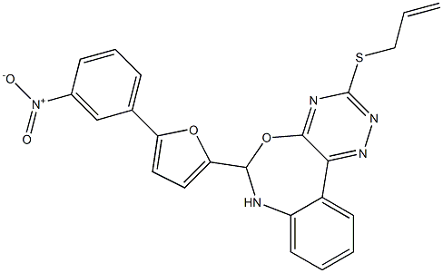 3-(allylsulfanyl)-6-(5-{3-nitrophenyl}-2-furyl)-6,7-dihydro[1,2,4]triazino[5,6-d][3,1]benzoxazepine Struktur