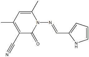 4,6-dimethyl-2-oxo-1-{[(E)-1H-pyrrol-2-ylmethylidene]amino}-1,2-dihydro-3-pyridinecarbonitrile Struktur