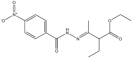 ethyl 2-ethyl-3-[(E)-2-(4-nitrobenzoyl)hydrazono]butanoate Struktur