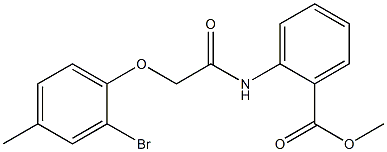 methyl 2-{[2-(2-bromo-4-methylphenoxy)acetyl]amino}benzoate Struktur