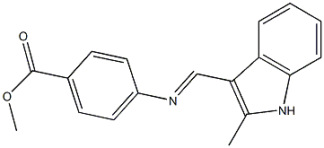 methyl 4-{[(E)-(2-methyl-1H-indol-3-yl)methylidene]amino}benzoate Struktur