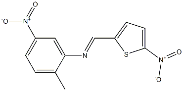 2-methyl-5-nitro-N-[(E)-(5-nitro-2-thienyl)methylidene]aniline Struktur