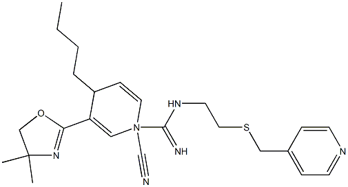 N1-[2-[(4-Pyridylmethyl)thio]ethyl]-N2-cyano-4-butyl-3-(4,4-dimethyl-2-oxazolin-2-yl)-1,4-dihydropyridine-1-carboxamidine Struktur