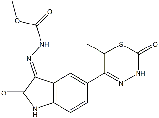 3-[[1,2-ジヒドロ-5-[(6-メチル-2-オキソ-3,6-ジヒドロ-2H-1,3,4-チアジアジン)-5-イル]-2-オキソ-3H-インドール]-3-イリデン]カルバジン酸メチル 化學(xué)構(gòu)造式