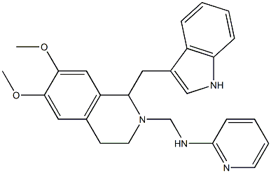 1,2,3,4-Tetrahydro-6,7-dimethoxy-1-[(1H-indol-3-yl)methyl]-2-[[(2-pyridinyl)amino]methyl]isoquinoline Struktur