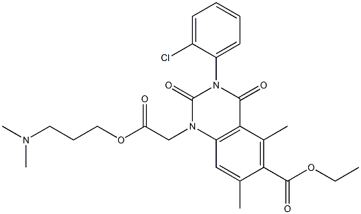 1,2,3,4-Tetrahydro-3-(2-chlorophenyl)-1-[(3-dimethylaminopropoxy)carbonylmethyl]-5,7-dimethyl-2,4-dioxoquinazoline-6-carboxylic acid ethyl ester Struktur