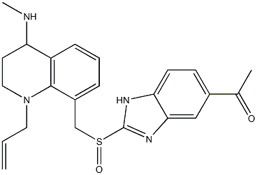 1,2,3,4-Tetrahydro-1-(2-propenyl)-4-methylamino-8-(5-acetyl-1H-benzimidazol-2-ylsulfinylmethyl)quinoline Struktur