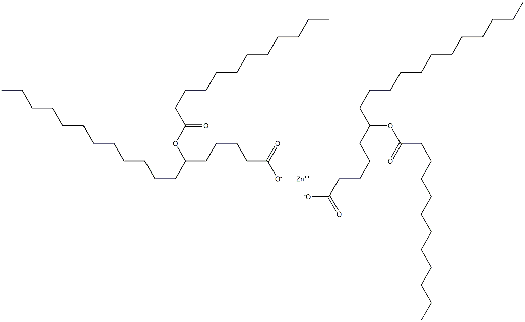 Bis(6-dodecanoyloxyoctadecanoic acid)zinc salt Struktur