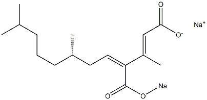 (2E,4Z,7S)-3,7,11-Trimethyl-4-(sodiooxycarbonyl)-2,4-dodecadienoic acid sodium salt Struktur