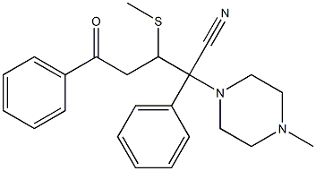 3-Methylthio-2,5-diphenyl-2-(4-methyl-1-piperazinyl)-5-oxovaleronitrile Struktur