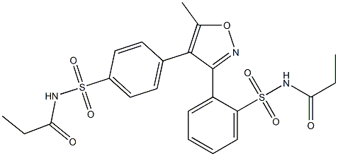 N-((4-(5-methyl-3-(2-(N-propionylsulfamoyl)phenyl)isoxazol-4-yl)phenyl)sulfonyl)propionamide Structure