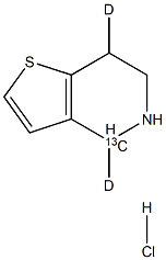 4,5,6,7-Tetrahydrothieno[3,2-c]pyridine-13C,d2 Hydrochloride Struktur