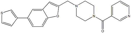 1-(PYRIDIN-3-YLCARBONYL)-4-([5-(3-THIENYL)-1-BENZOFURAN-2-YL]METHYL)PIPERAZINE Struktur