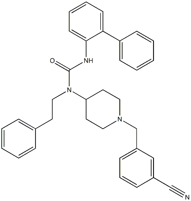 N'-BIPHENYL-2-YL-N-[1-(3-CYANOBENZYL)PIPERIDIN-4-YL]-N-(2-PHENYLETHYL)UREA Struktur