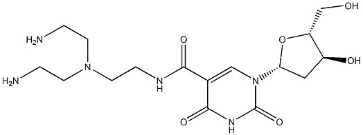 5-(N-(2-(N,N-bis(2-aminoethyl)amino)ethyl)carbamoyl)-2'-deoxyuridine Struktur