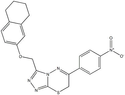 6-(4-nitrophenyl)-3-((5,6,7,8-tetrahydronaphthalen-2-yl)oxymethyl)-7H-1,2,4-triazolo(3,4-b)-1,3,4-thiadiazine Struktur