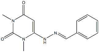 6-benzylidenehydrazino-1,3-dimethyluracil Struktur