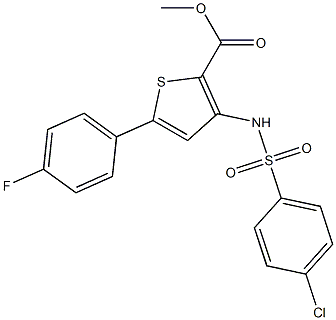 methyl 3-{[(4-chlorophenyl)sulfonyl]amino}-5-(4-fluorophenyl)thiophene-2-ca rboxylate Struktur