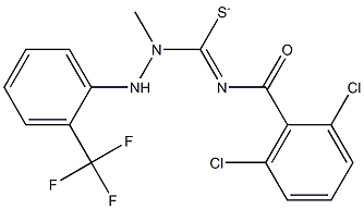 1-methyl N1-(2,6-dichlorobenzoyl)-2-[2-(trifluoromethyl)phenyl]hydrazine-1-carboximidothioate Struktur