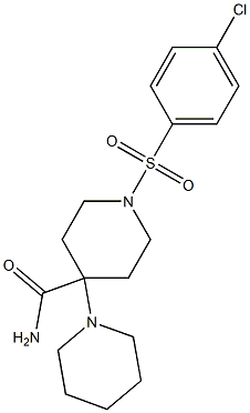 1-[(4-chlorophenyl)sulphonyl]4-(1-piperidino)piperidine-4-carboxamide Struktur