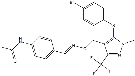 N-{4-[({[5-[(4-bromophenyl)sulfanyl]-1-methyl-3-(trifluoromethyl)-1H-pyrazol-4-yl]methoxy}imino)methyl]phenyl}acetamide Struktur