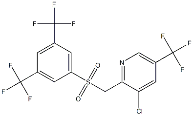 3-chloro-2-({[3,5-di(trifluoromethyl)phenyl]sulfonyl}methyl)-5-(trifluoromethyl)pyridine Struktur