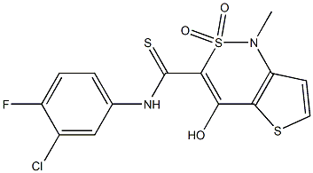 N-(3-chloro-4-fluorophenyl)-4-hydroxy-1-methyl-2,2-dioxo-1,2-dihydro-2lambda~6~-thieno[3,2-c][1,2]thiazine-3-carbothioamide Struktur