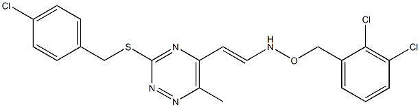 N-(2-{3-[(4-chlorobenzyl)sulfanyl]-6-methyl-1,2,4-triazin-5-yl}vinyl)-O-(2,3-dichlorobenzyl)hydroxylamine Struktur