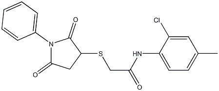 N1-(2-chloro-4-methylphenyl)-2-[(2,5-dioxo-1-phenyltetrahydro-1H-pyrrol-3-yl)thio]acetamide Struktur