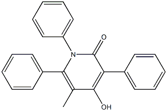 4-hydroxy-5-methyl-1,3,6-triphenyl-1,2-dihydro-2-pyridinone Struktur