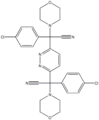 2-(4-chlorophenyl)-2-{6-[1-(4-chlorophenyl)-1-morpholino-2-nitriloethyl]-3-pyridazinyl}-2-morpholinoacetonitrile Struktur