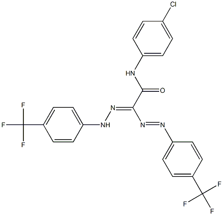 N-(4-chlorophenyl)-2-{2-[4-(trifluoromethyl)phenyl]diazenyl}-2-{2-[4-(trifluoromethyl)phenyl]hydrazono}acetamide Struktur