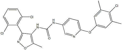 N-[6-(4-chloro-3,5-dimethylphenoxy)-3-pyridyl]-N'-[3-(2,6-dichlorophenyl)-5-methylisoxazol-4-yl]urea Struktur